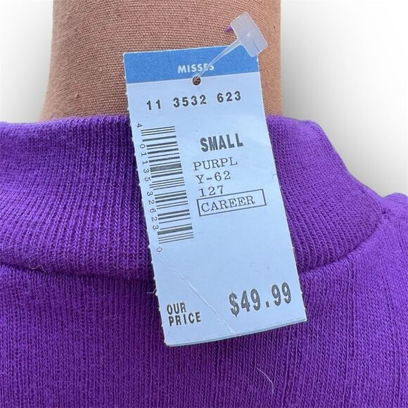 Kelly Stevens Vintage Purple Ribbed Mock Neck Long Sleeve Sweater Women’s Small - Picture 4 of 6